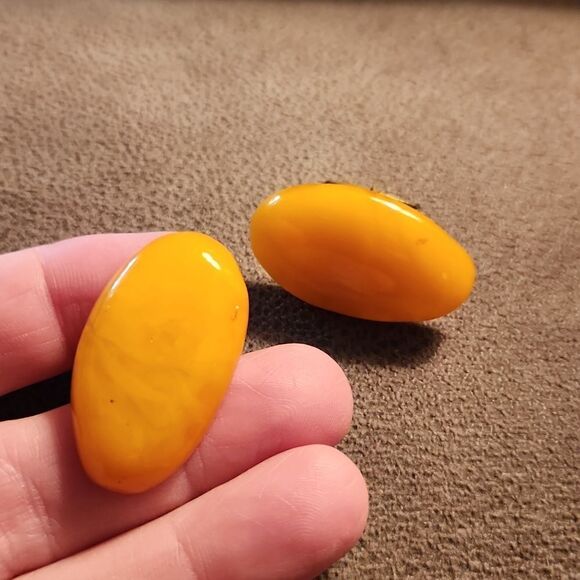 Butterscotch Amber gemstone cuff links from Lithuania Vintage - Picture 4 of 5